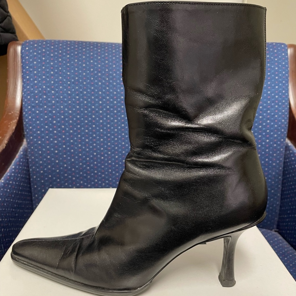 Nine West Black Leather Ankle Boots